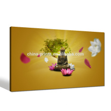 Religion Bouddha Canvas Art / Lotus Flower Canvas Print for Living Room / Lucky Tree Wall Art Office Decor